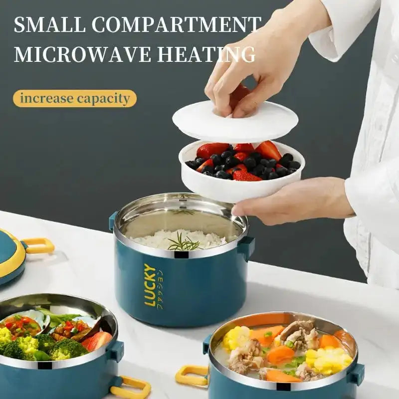 Marmita Térmica em Aço Inoxidável - Com Bolsa e Talheres - Ideal para Trabalho